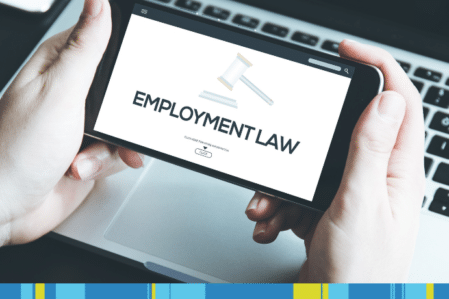 the words employment law on a smartphone