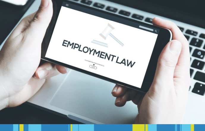 the words employment law on a smartphone