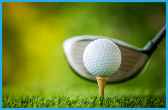 Driver and golf ball teed up